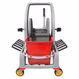 Carrello per pulizie PROFESSIONALE - aperto - con strizzatore, 2 contenitori, ripiani & ganci portascope - Grigio