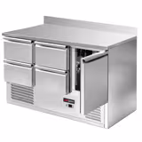 Koelwerkbank ECO - 1368x700mm - 368 liter - met 1 deur - met 4 lades - opstand