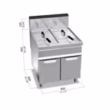 Friggitrice a gas professionale su mobile - 20+20L - 35,0kW - con rubinetto di scarico