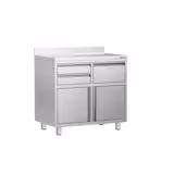 Arbeitsschrank - für Kaffeemaschine - 1000x600mm - mit 2 Schubladen, 2 Türen, 1 Abklopfschublade & Aufkantung