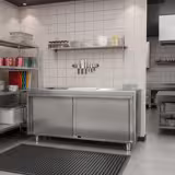 Työpöytä ruostumattomasta teräksestä PREMIUM  - 2000x800mm - liukuovella