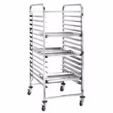Carrinho de tabuleiros em aço inoxidável - para 15 tabuleiros 600x400mm - com rodas silenciosas