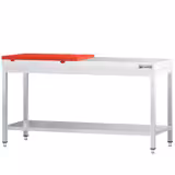 Edelstahl Arbeitstisch PREMIUM - 2000x600mm - mit Grundboden - inkl. 1/2 Schneideplatte Rot