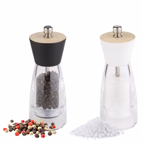 (12 pcs) Salt & Pepper Mills - FRIDA - Acrylic - Height: 155mm - Clear