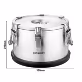 Paslanmaz çelik termal taşıma kabı - 10 litre - yükseklik 220 mm - kauçuk tabanlı