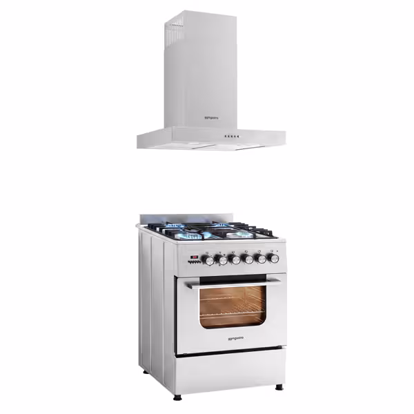 Εστία Αερίου - 8,4 kW - 4 Καυστήρες - συμπ. ηλεκτρικού φούρνου - 3,85 kW & Απορροφητήρας ανακυκλοφορίας αέρα