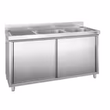 Rvs spoelkast PREMIUM - 2000x700mm - 2 spoelbakken rechts - met spatrand