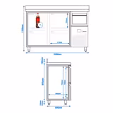 Frigider bar tip tejghea PREMIUM - 1580x600 mm - 365 L - 4 sertare, bordură spate 40 mm & sertar pentru zaț de cafea (knock box)