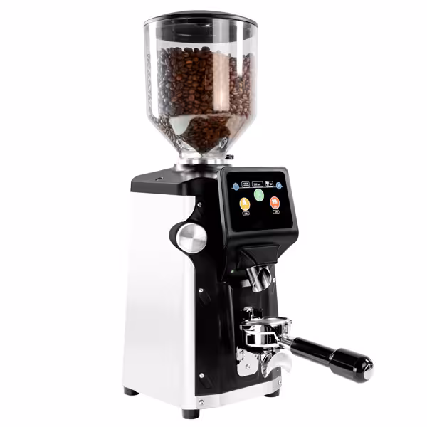 Kaffeemühle - 1,2kg - Ø 65mm Flachmahlscheibe - automatische Erkennung des Siebträgers - Weiß