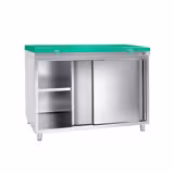 Radni ormarić od nehrđajućeg čelika PREMIUM - 1200x600 mm - Sa kliznim vratima bez poleđine uklj. ploču za rezanje