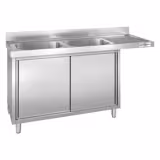 Commercial Dishwasher Inlet Sink Cabinet PREMIUM – 2000×600 mm – 2 Bowls (Left)
