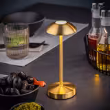 Lampada da tavolo LED ricaricabile - ALVA MICRO - dimmerabile a 3 livelli - IP54 - per interno/esterno - Ø80mm - Oro