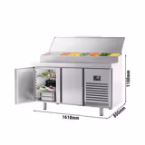 Table réfrigérée de préparation pour boulangerie - avec 2 portes - dimensions de compartiment EN - superstructure en inox 9x GN 1/4