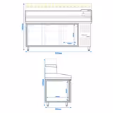 Rashladni pult za pripremu pizze PREMIUM - 2000x800 mm - sa 3 vrata - uklj. Rashladna nadograđena vitrina LED - 9x GN 1/3