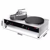 Commercial Electric Crepe Maker 2x Ø400 mm – 6 kW - Independent controls - Stainless steel plates - Dough spreader included