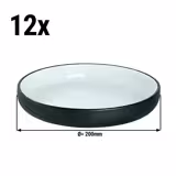 (12 pièces) COSMIC - Assiette - Creuse - Ø 200 mm - Blanc / Noir
