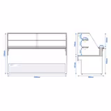 Commercial Serve Over Counter Display Fridge PREMIUM – 2000 mm – 0 to +8°C – LED – black front – granite worktop