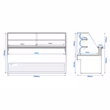 Serve Over Counter TORONTO - 2000mm - double glazing - black front - with 2 shelves - granite worktop
