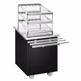 Commercial Glass & Cup Trolley with Tray Slide – 700 mm width - Black - 4 Castors (2 Braked)