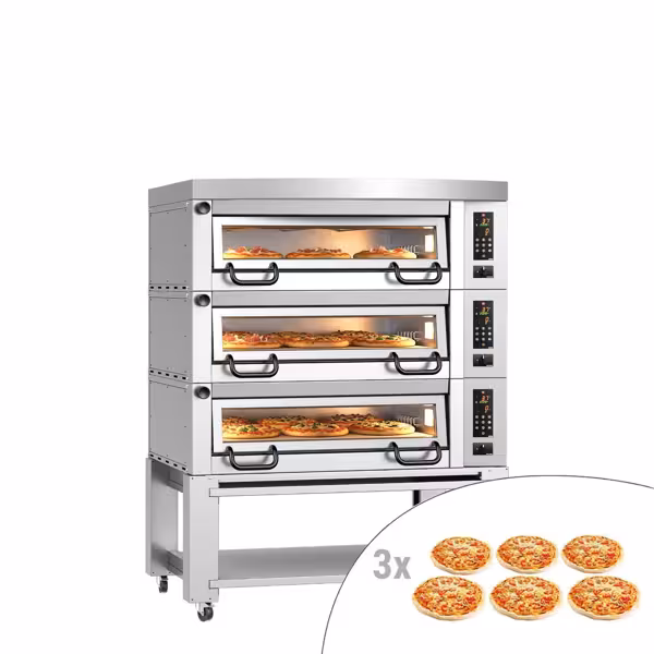 Elektro Pizzaofen Power - 6+6+6x 34cm - Digital - inkl. Haube & Untergestell