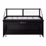 Vetrina calda TORONTO - 2100mm - frontale nero - per 6x GN 1/1 - piano di lavoro in granito nero