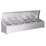Commercial Condiment Holder - 6x GN 1/6 - 100mm Deep - with Lids
