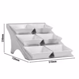 Présentoir buffet / étagère - chromé - incl. 6 bols en mélamine - rectangulaires