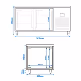 Bakery Counter Fridge PREMIUM PLUS - 1618x800mm - glass doors - double glazing - capacity 400 litres