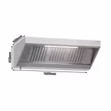 Wandafzuigkap - 1600mm - met labyrintfilters & LED-verlichting - met vetaftapkraan