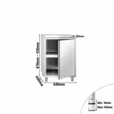 Table armoire en acier inoxydable PREMIUM - 600x600mm - avec porte battante