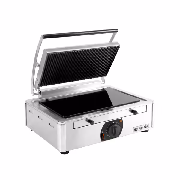 Glass Ceramic Contact Grill – 3 kW – Smooth Bottom & Ribbed Top – Grilling Surface: 345x220mm
