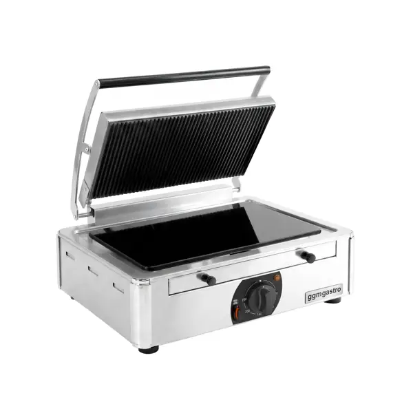 Glaskeramik-Kontaktgrill - 3 kW - unten Glatt & oben Gerillt - 345x220mm
