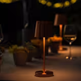 Tafellamp - MERLE - draadloos, oplaadbaar - IP54 - 3-standen dimbaar - Ø90mm - koper