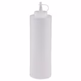 (6 buc) Sticlă dispenser - polietilenă - 650 ml - Ø 65 mm - cu dop igienic - alb