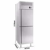 Koelkast RVS PREMIUM PLUS - GN 2/1 - 686mm - 560liter - tot +8°C - met 2 halve deuren - geforceerde koeling, LED-verlichting, automatische ontdooiing, slot & legroosters