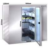 Cella frigorifera in acciaio inox TN - 1800x1200mm - 3,15m³ - con pavimento - pannello 80mm