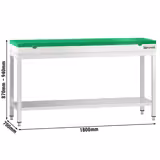 Tavolo da lavoro in acciaio inox PREMIUM - 1800x700mm - con ripiano inferiore & traversi di rinforzo - con tagliere in polietilene Verde