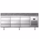 Banco pizza refrigerato PREMIUM PLUS - 1980x700mm - con 9 cassetti - piano in granito