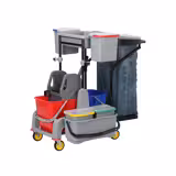 Carro de limpeza - aberto - 1 prateleiras - sem prensa - 1 saco de roupa suja 100L - Cinzento