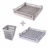 Lave-vaisselle professionnel - Double paroi - Panier 50x50cm - Commandes électroniques - 3,9kW - avec pompes doseuses détergent et liquide de rinçage