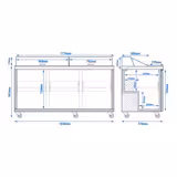 Saladette American Style PREMIUM - 1830mm - 623lt - 3 porte - con vano ingredienti per 18x GN 1/6, coperchio in acciaio inox - incl. 18x contenitori GN 1/6