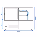 Gebaksvitrine MADRID - 735 liter - 1500mm - Dubbele beglazing - hoekig - met 2 glazen planken - draaideuren achter - voor gebak - Zwart mat