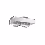 Commercial Wall-Mounted Extractor Hood – 3000mm – with Baffle Filters & Lighting
