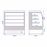 Commercial multideck display fridge - 1200mm - 380L - with 2 double‑glazed sliding doors & 3 shelves - Black