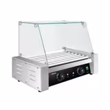 Griglia per hot dog a rulli / Hot Dog Grill - con 7 rulli & copertura in vetro - professionale - da banco - doppia zona - acciaio inox