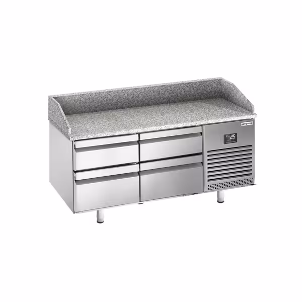 طاولة تحضير بيتزا مبردة PREMIUM PLUS - 1490x700 mm - مع 4 أدراج - سطح عمل جرانيت