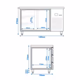 Kühltisch PREMIUM - 1400x700mm - mit 1 Tür - 3 Schubladen