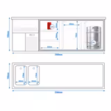Comptoir de bar réfrigéré Premium PLUS - 2500x700mm - 2 portes vitrées & 3 tiroirs	