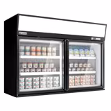 Supermarkt-Wandtiefkühlregal - 1450mm - 232 Liter - mit 2 Türen & 2 Ablagen - Schwarz