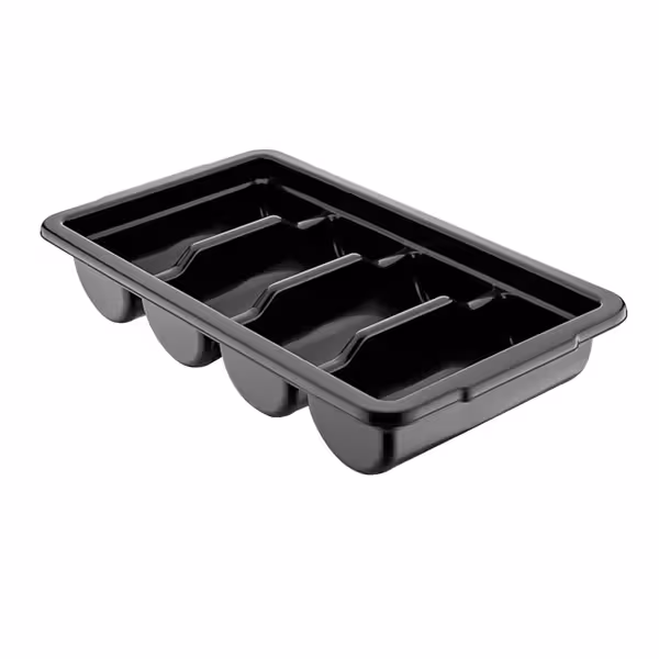Bestekbak - met 4 vakken - polypropyleen - zwart - 293x526mm - hoogte: 97mm